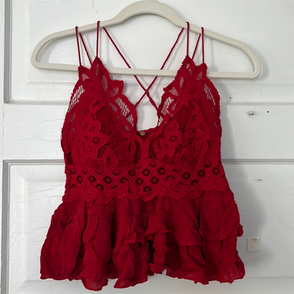Fun Red Free People Blouse❤️